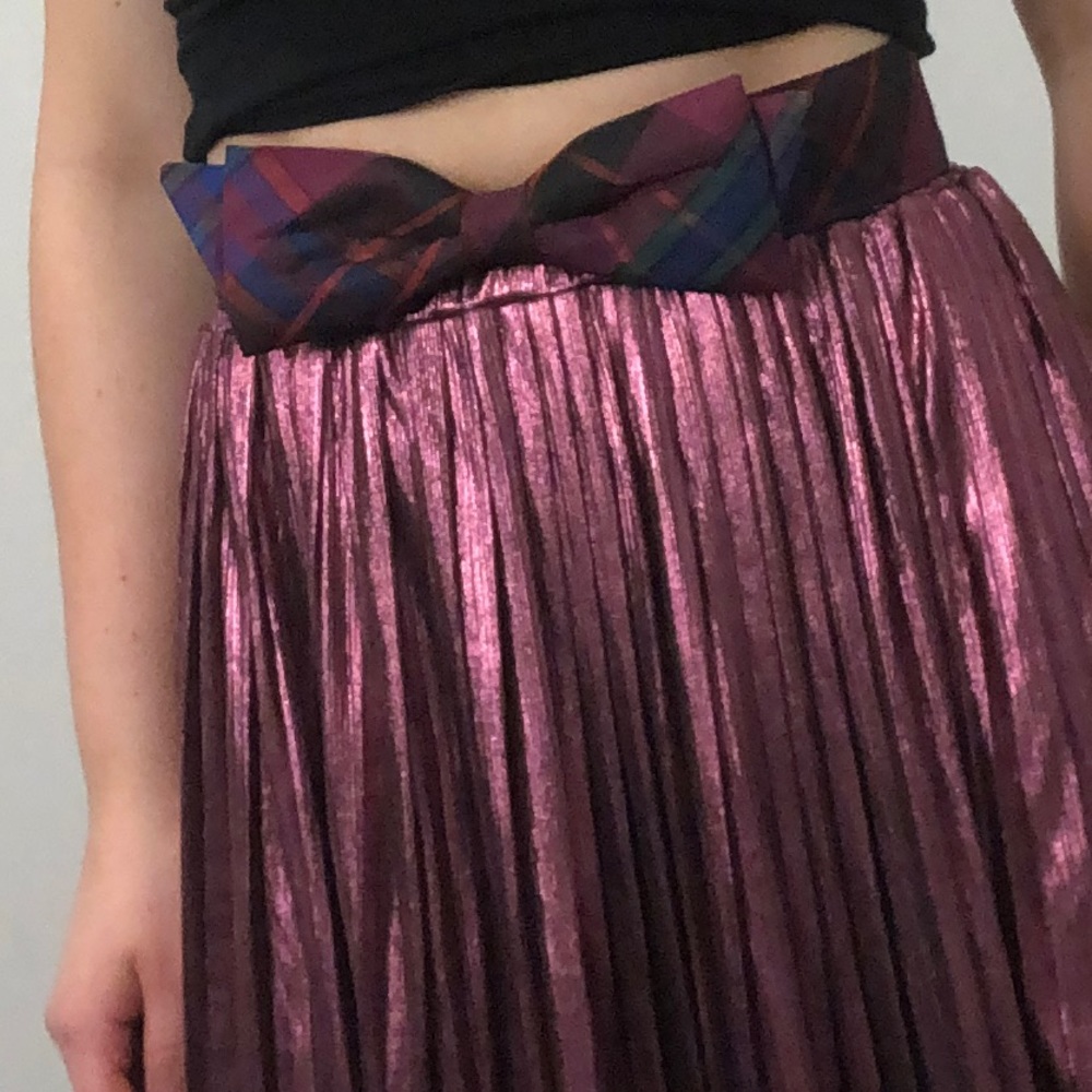 Vintage Jewel Tone Plaid Grosgrain Bow Belt